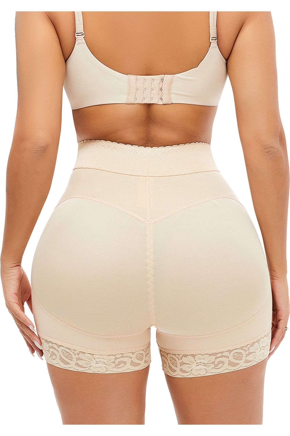 Full Size Lace Detail Hook-and-Eye Shaping Shorts