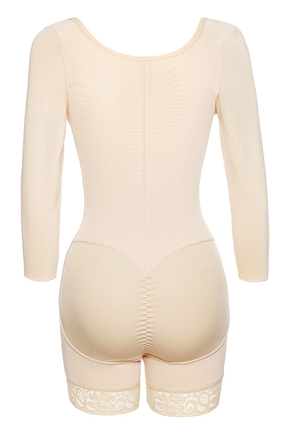 Full Size Zip Up Lace Detail Long Sleeve Shapewear