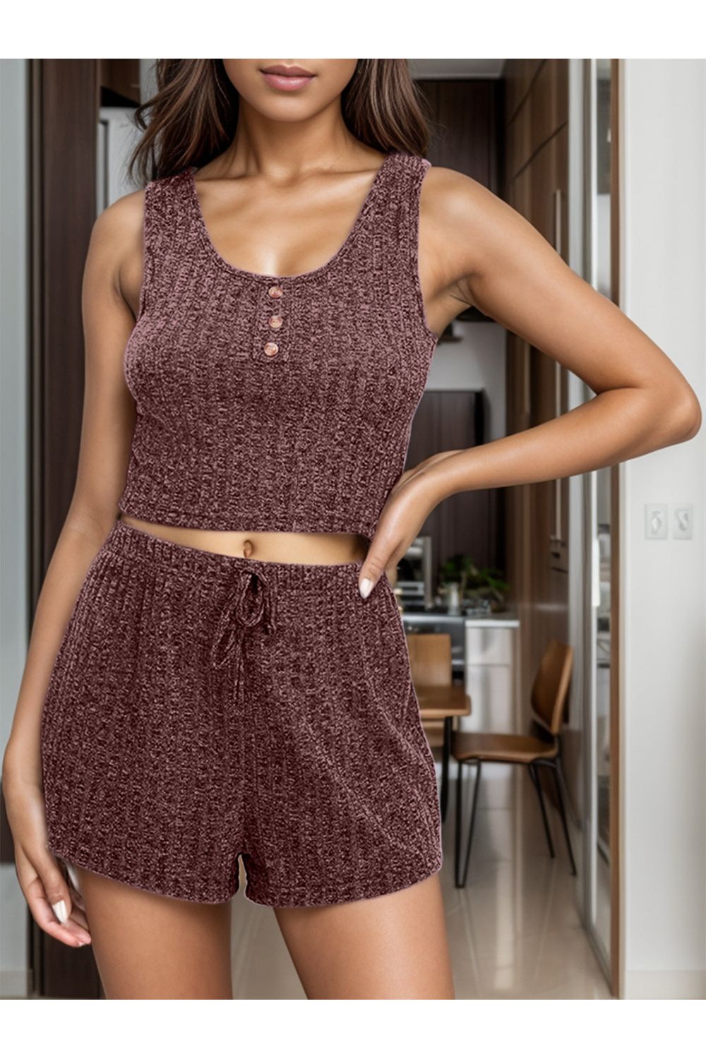 Scoop Neck Top and Shorts Lounge Set