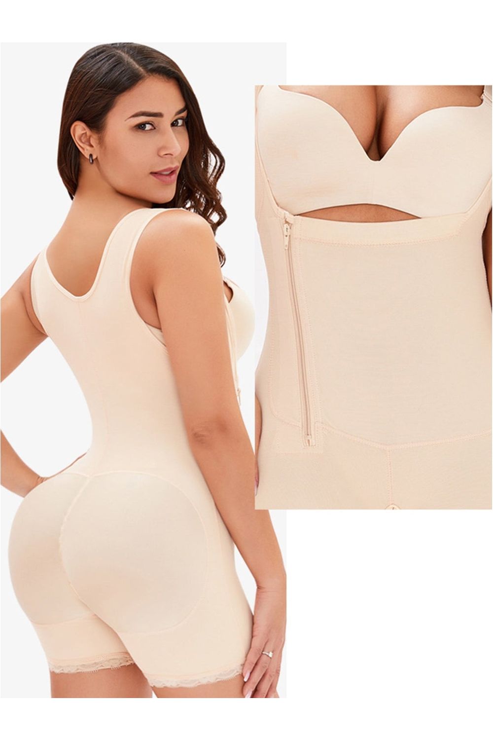 Full Size Side Zip Up Wide Strap Shapewear