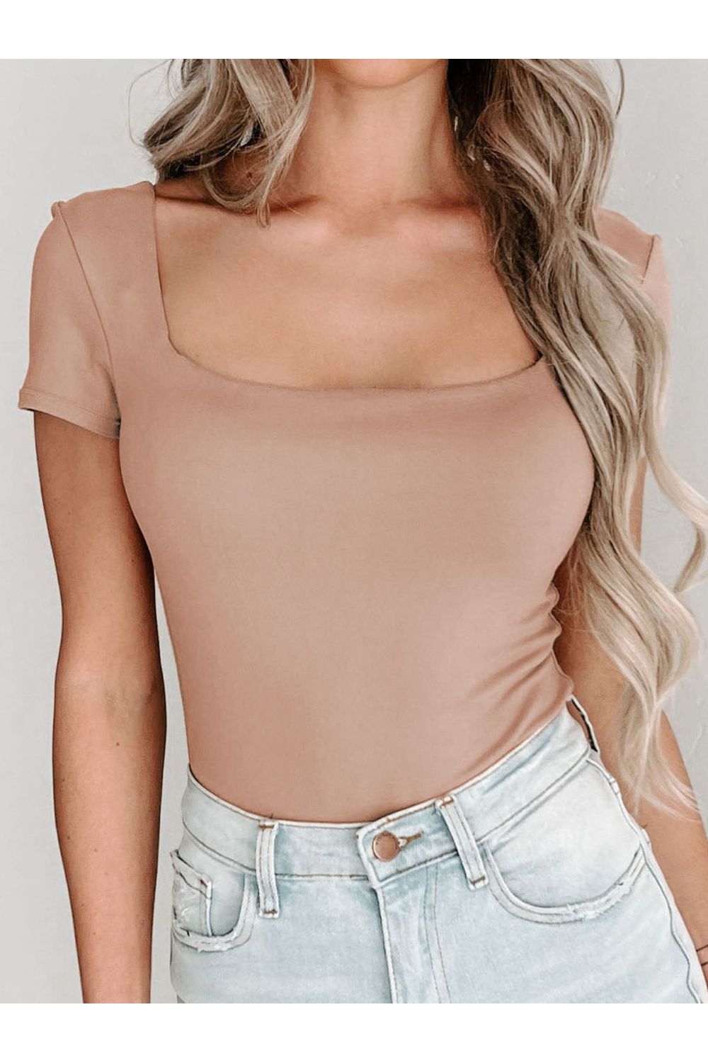 Square Neck Short Sleeve Bodysuit