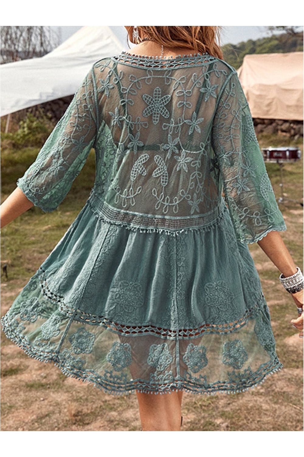 Lace Detail Plunge Cover-Up Dress