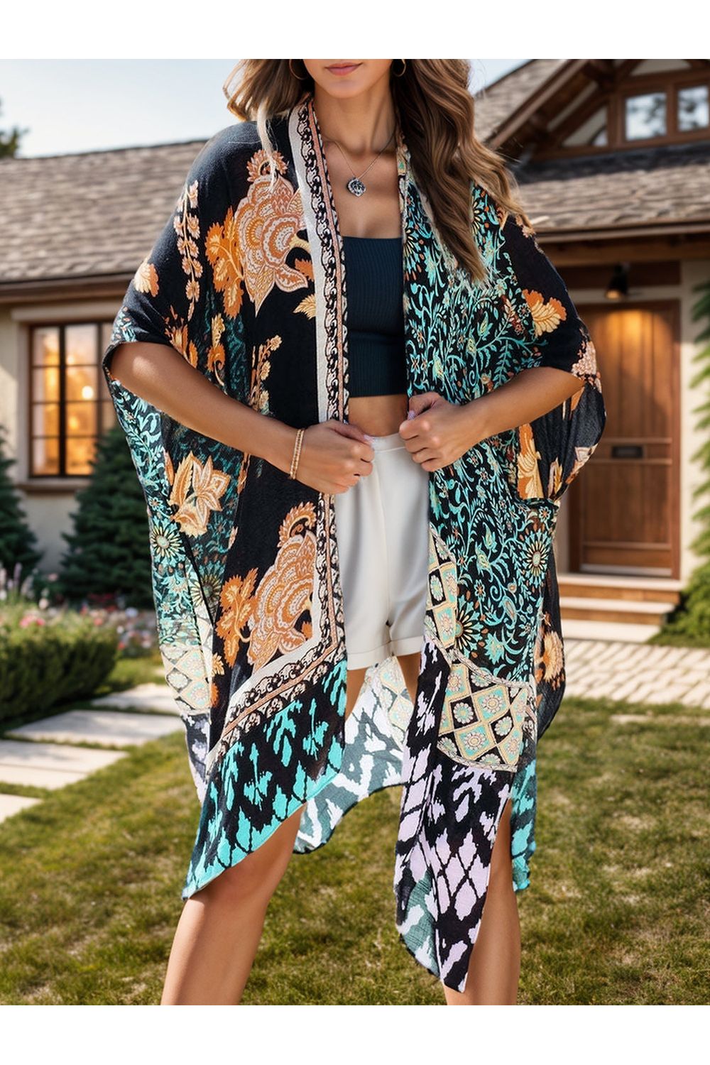 Printed Open Front Cover-Up