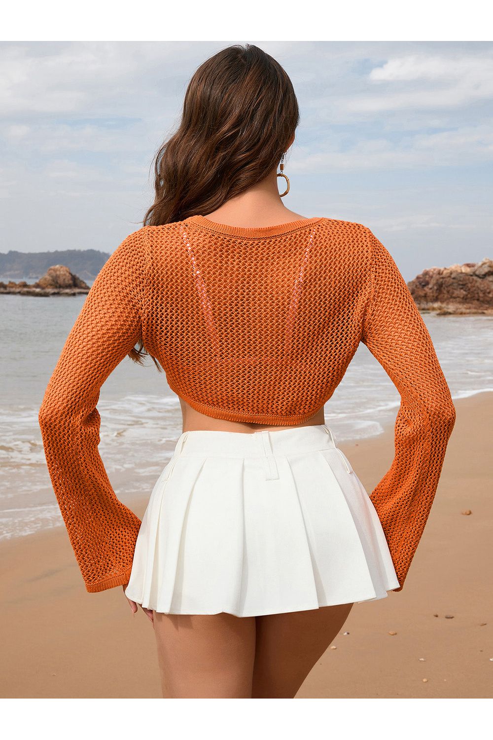 Openwork Long Sleeve Cover-Up