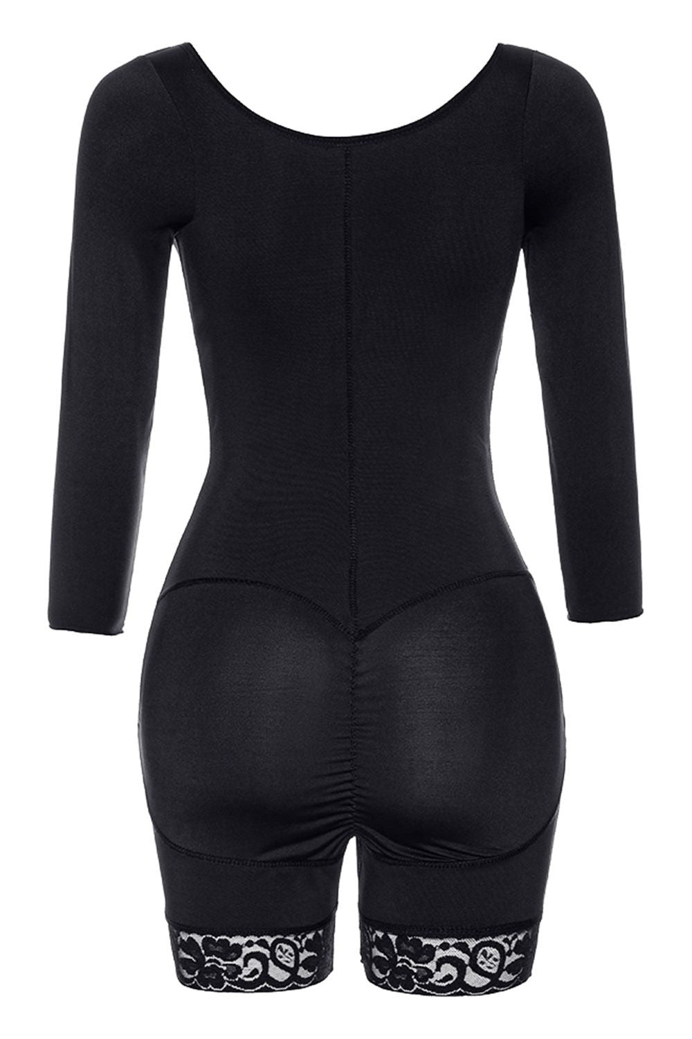 Full Size Zip Up Lace Detail Long Sleeve Shapewear