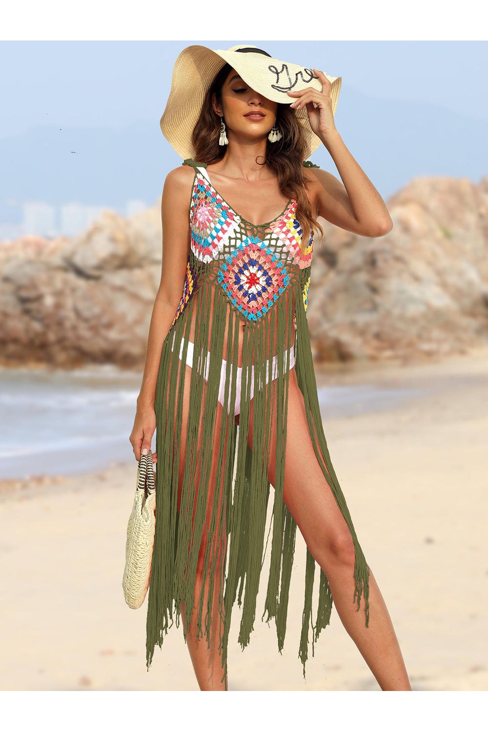 Fringe Spaghetti Strap Cover-Up